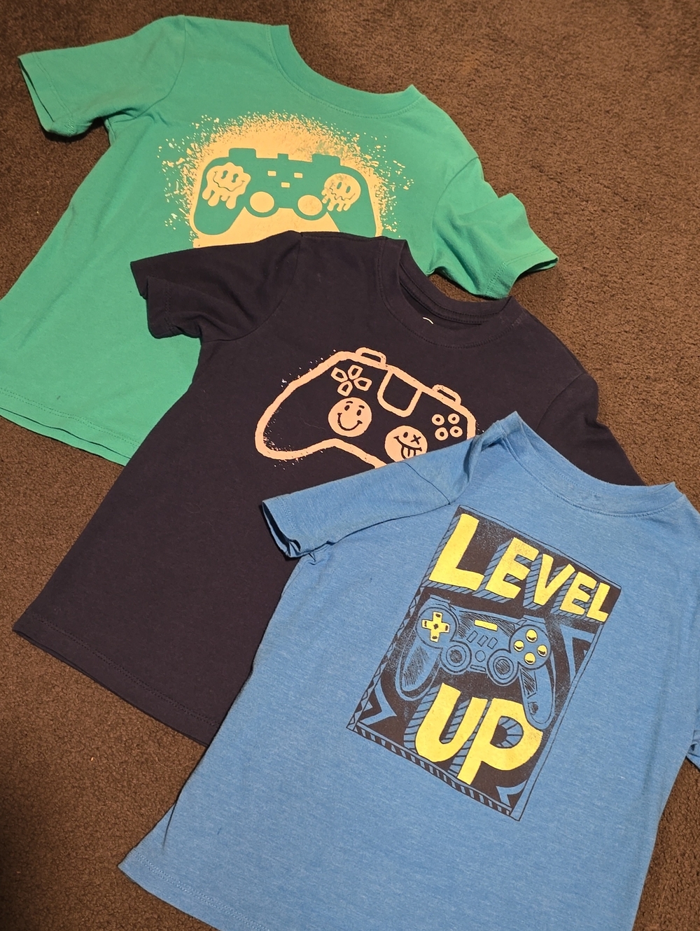 3 Cat & Jack Blue, Navy & Green Graphic Tees